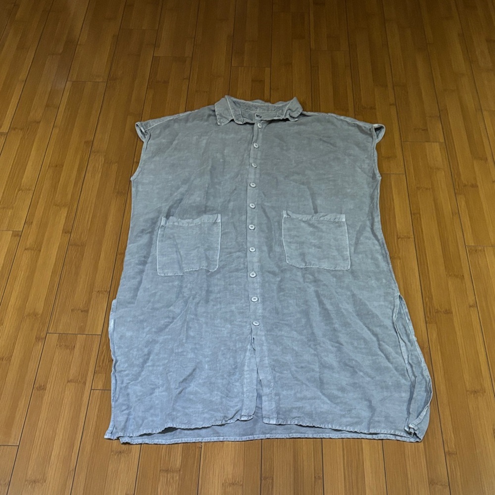 NSF Sleeveless Gray Button-Down Shirt